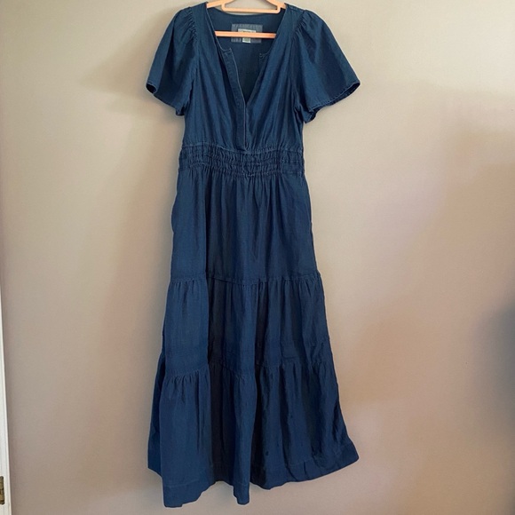 Anthropologie Dresses & Skirts - Anthropologie Maeve Somerset Jean Chambray Tiered Maxi Dress